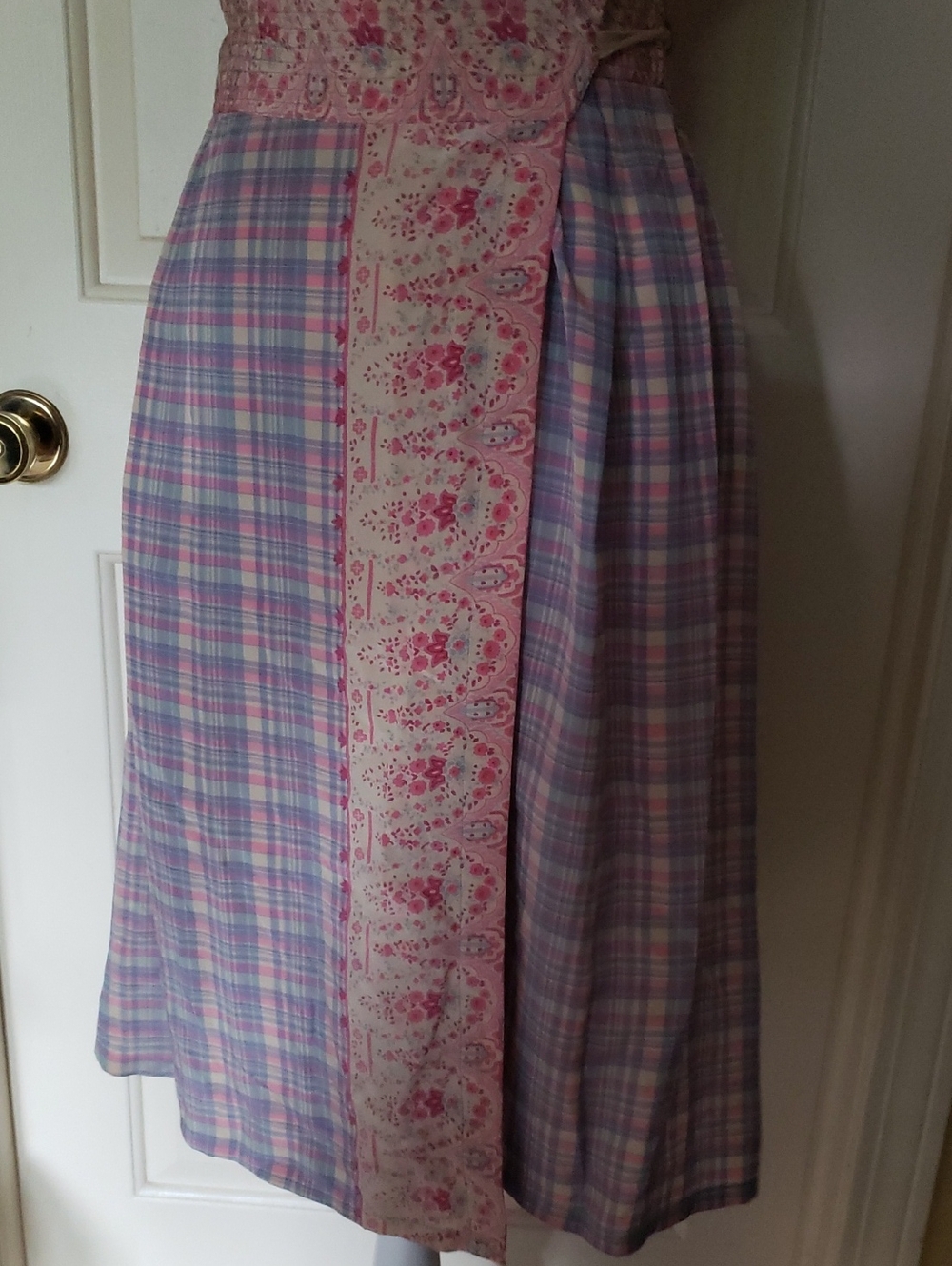 Plenty By Tracy Reese Floral & Plaid Midi Wrap Dress 100% Silk. Romantic Size 8 - Picture 3 of 11